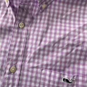 VINEYARD VINES 🐳 Men’s Purple & White Gingham All Cotton Button Down - Size M